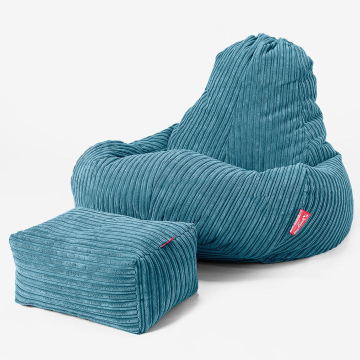 Ultra Lux Gaming Bean Bag Chair - Cord Aegean Blue 02