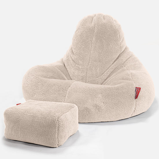 Ultra Lux Gaming Bean Bag Chair - Teddy Faux Fur Cream 02