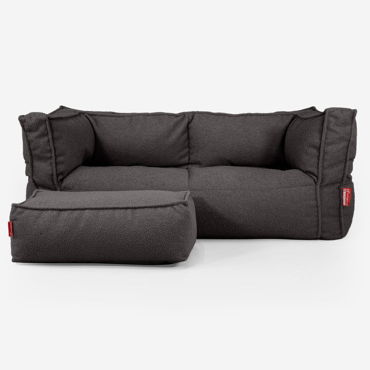 The 2 Seater Albert Sofa Bean Bag - Boucle Graphite Grey 02