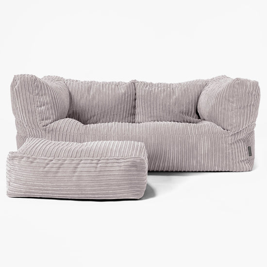 The 2 Seater Albert Sofa Bean Bag - Cord Aluminium Silver 02