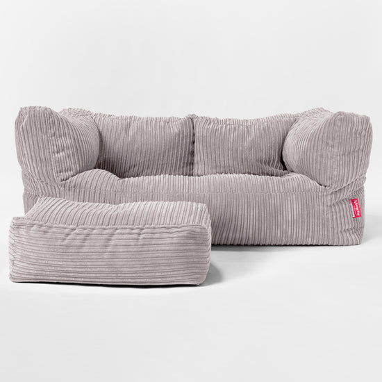 The 2 Seater Albert Sofa Bean Bag - Cord Aluminium Silver 02