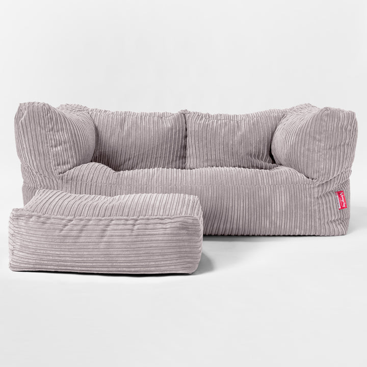 The 2 Seater Albert Sofa Bean Bag - Cord Aluminium Silver 02