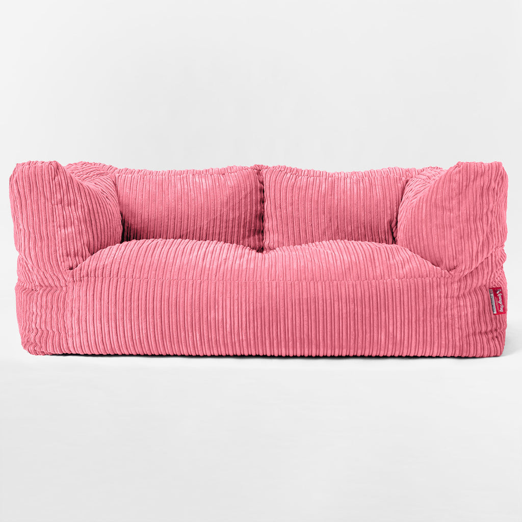 The 2 Seater Albert Sofa Bean Bag - Cord Coral Pink 01