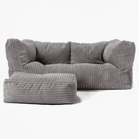 The 2 Seater Albert Sofa Bean Bag - Cord Graphite Grey 02