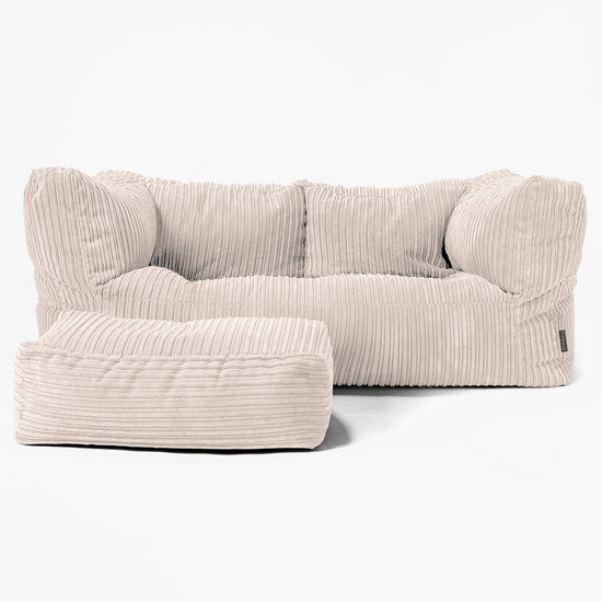 The 2 Seater Albert Sofa Bean Bag - Cord Ivory 02