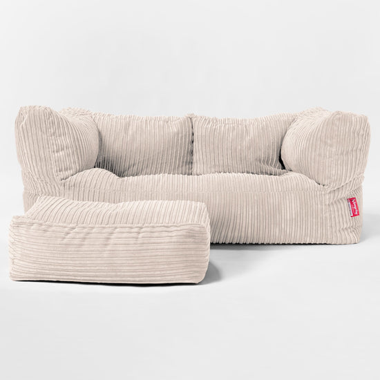The 2 Seater Albert Sofa Bean Bag - Cord Ivory 02