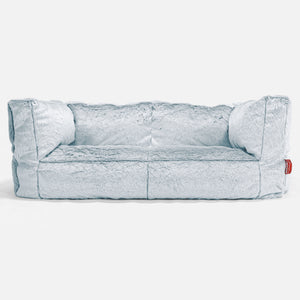 The 2 Seater Albert Sofa Bean Bag - Fluffy Faux Fur Rabbit Dusty Blue