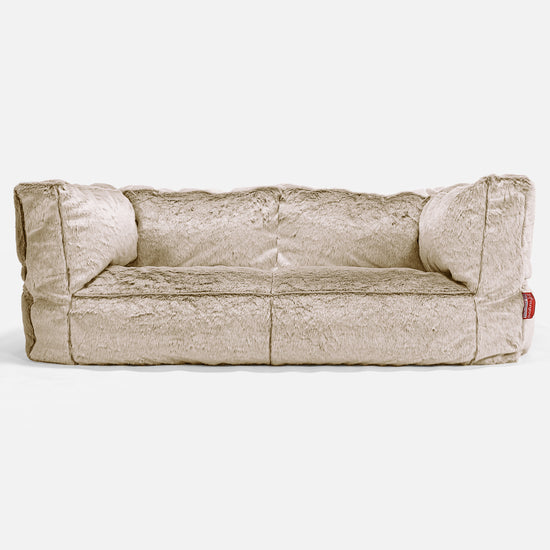 The 2 Seater Albert Sofa Bean Bag - Faux Rabbit Fur Golden Brown 01
