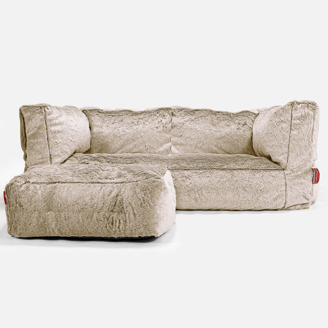 The 2 Seater Albert Sofa Bean Bag - Faux Rabbit Fur Golden Brown 02