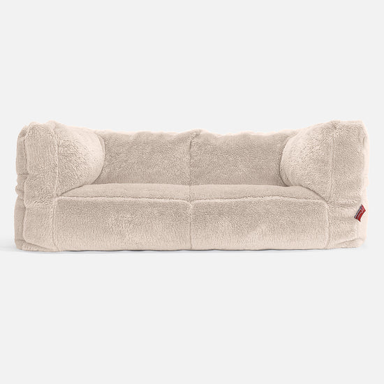 The 2 Seater Albert Sofa Bean Bag - Teddy Faux Fur Cream 01