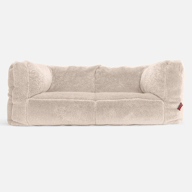 The 2 Seater Albert Sofa Bean Bag - Teddy Faux Fur Cream 01