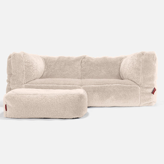 The 2 Seater Albert Sofa Bean Bag - Teddy Faux Fur Cream 02