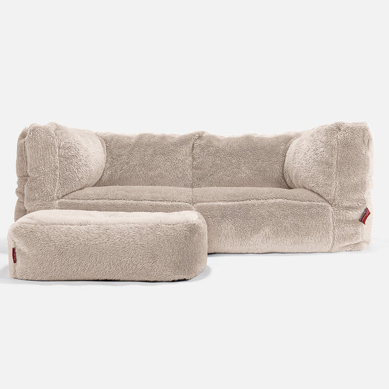 The 2 Seater Albert Sofa Bean Bag - Teddy Faux Fur Mink 02