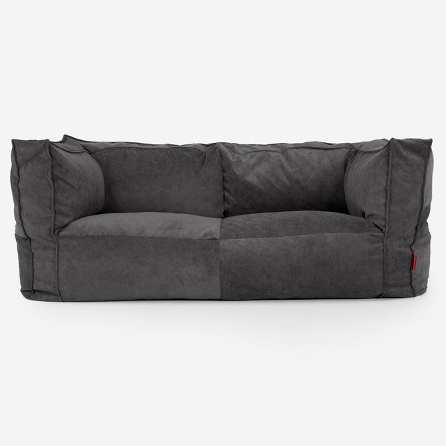 The 2 Seater Albert Sofa Bean Bag - Needlecord Charcoal 01