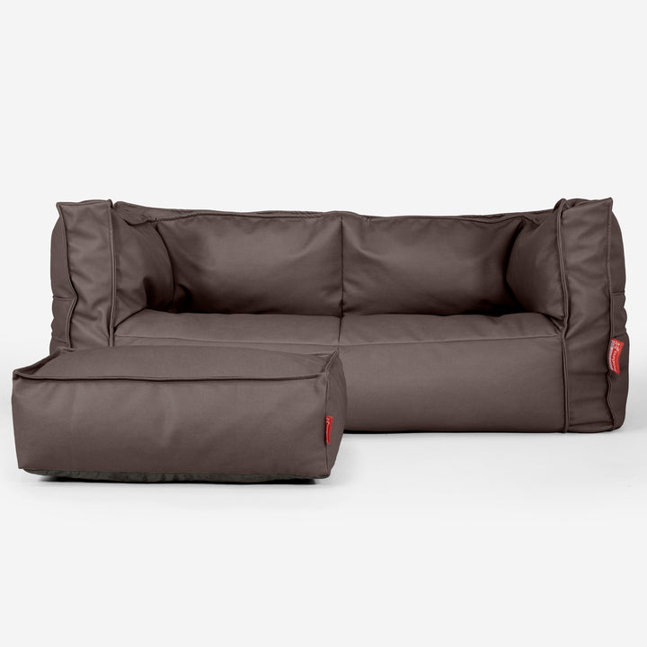 The 2 Seater Albert Sofa Bean Bag - Vegan Leather Chocolate 02