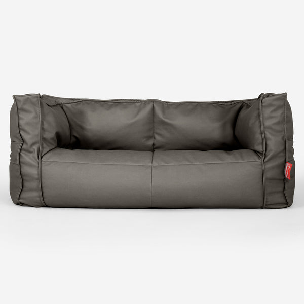 The 2 Seater Albert Sofa Bean Bag - Vegan Leather Grey 01