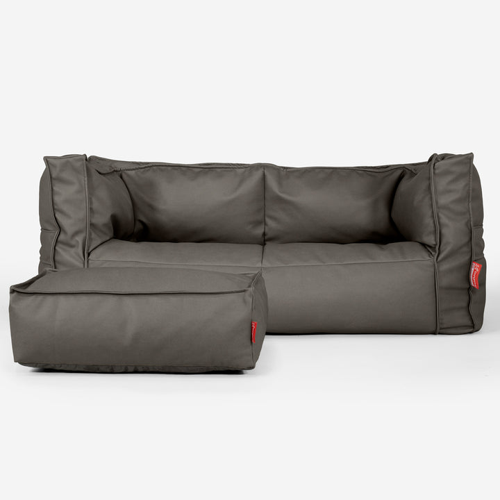 The 2 Seater Albert Sofa Bean Bag - Vegan Leather Grey 02