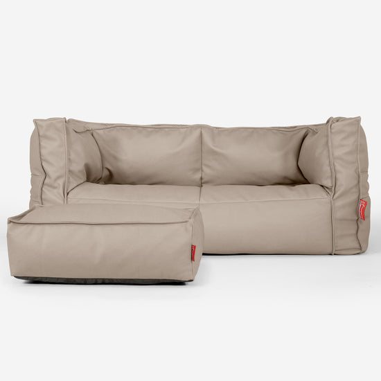 The 2 Seater Albert Sofa Bean Bag - Vegan Leather Ivory 02