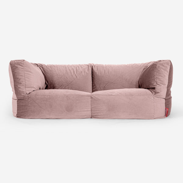 The 2 Seater Albert Sofa Bean Bag - Velvet Rose Pink 01