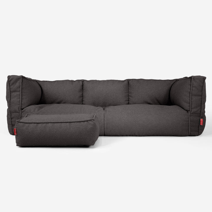 The 3 Seater Albert Sofa Bean Bag - Boucle Graphite Grey 02