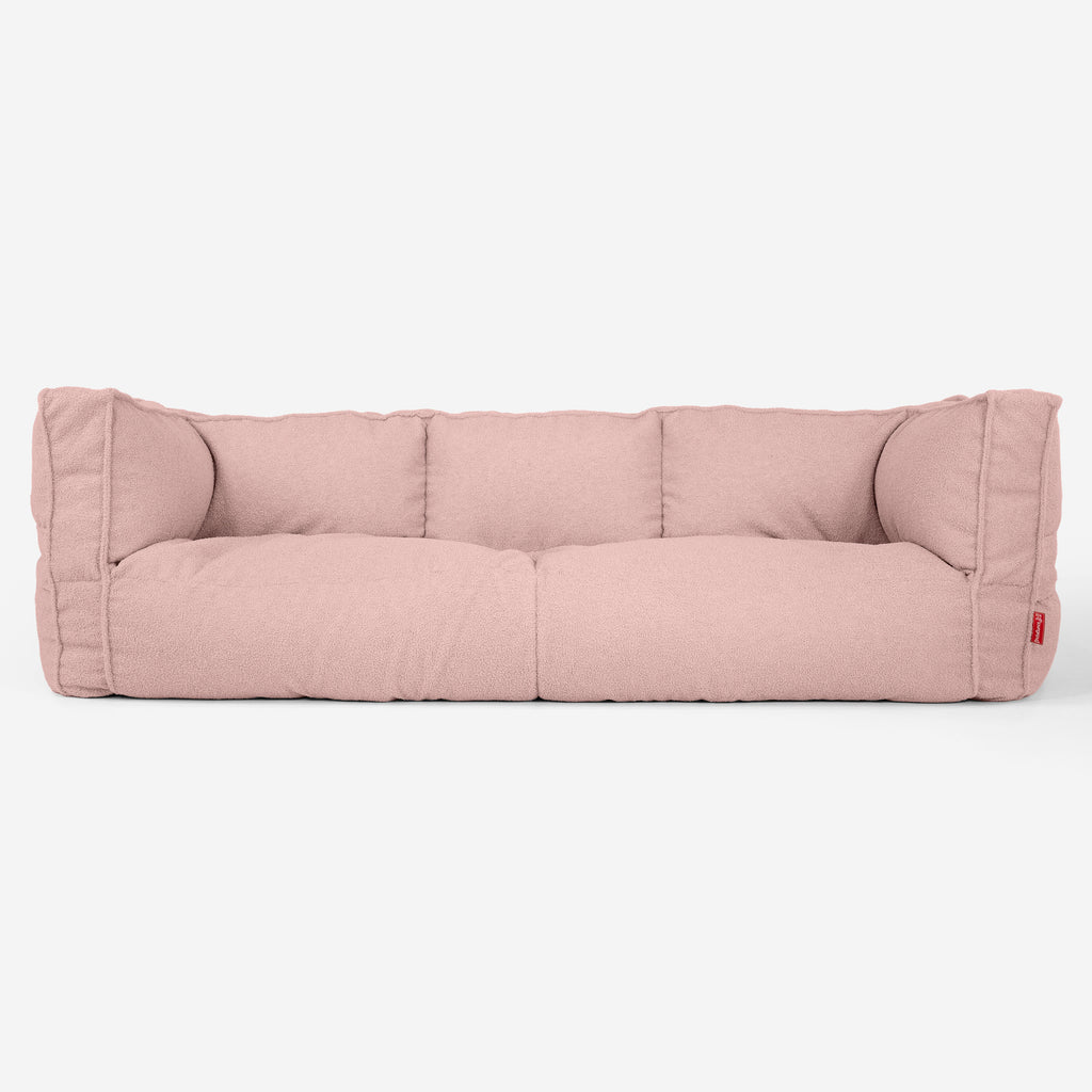The 3 Seater Albert Sofa Bean Bag - Boucle Pink 01