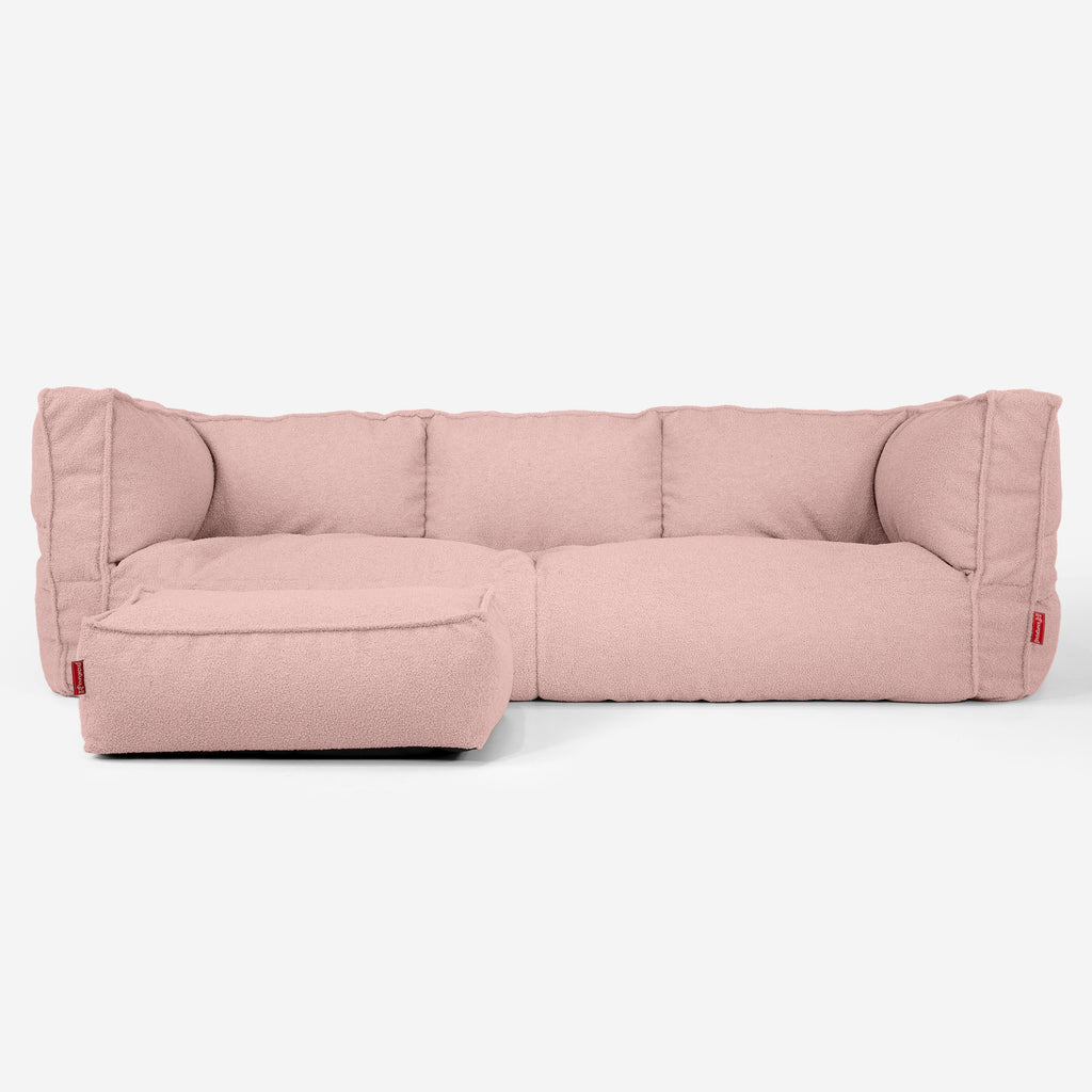 The 3 Seater Albert Sofa Bean Bag - Boucle Pink 02