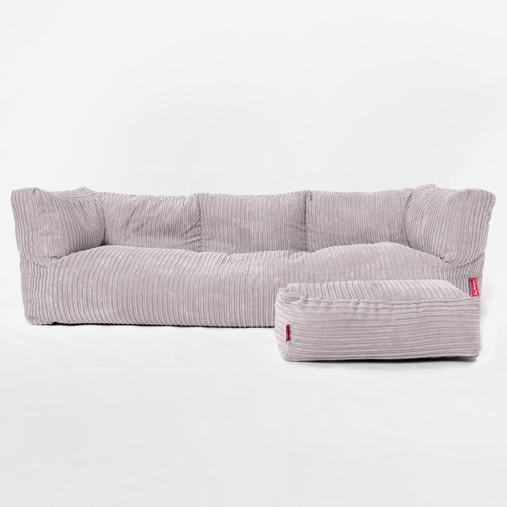 The 3 Seater Albert Sofa Bean Bag - Cord Aluminium Silver 02