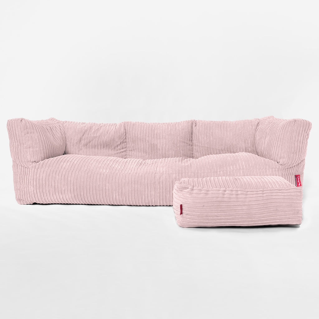 The 3 Seater Albert Sofa Bean Bag - Cord Blush Pink 02