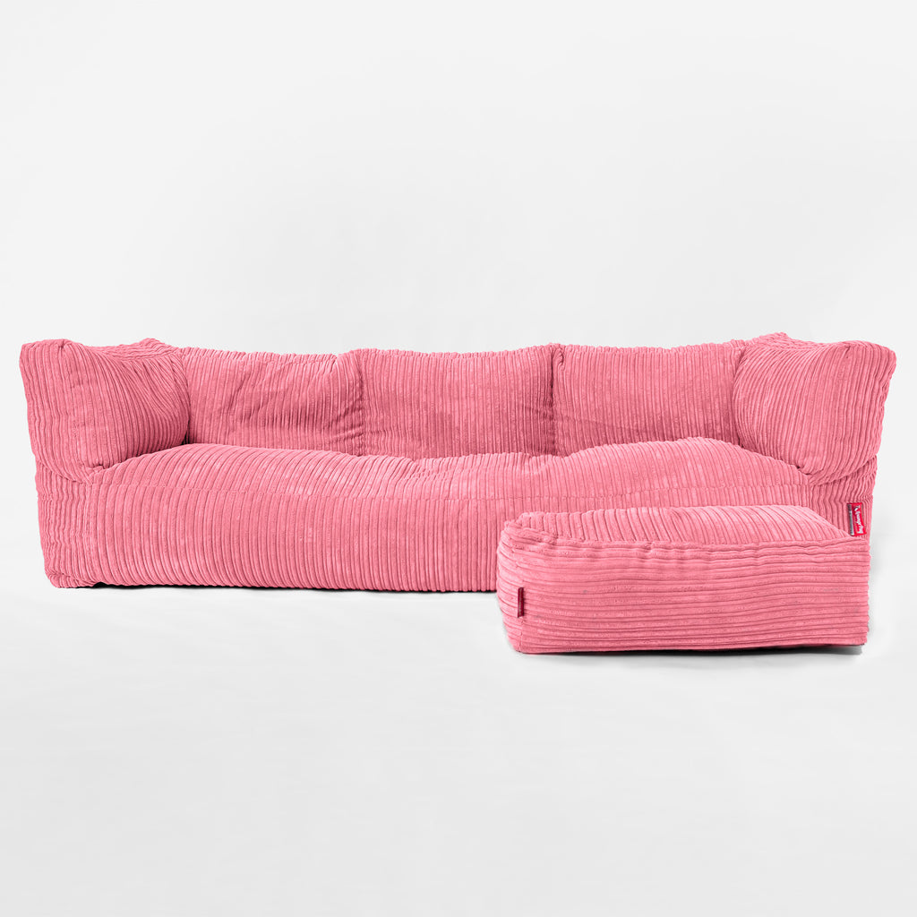 The 3 Seater Albert Sofa Bean Bag - Cord Coral Pink 02