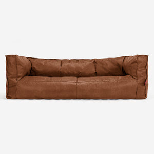 The 3 Seater Albert Sofa Bean Bag - Distressed Leather British Tan
