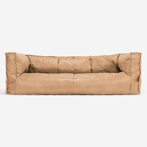 The 3 Seater Albert Sofa Bean Bag - Distressed Leather Honey Brown