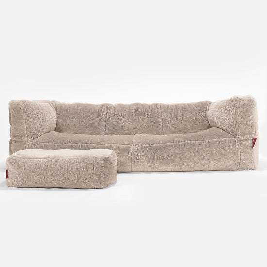 The 3 Seater Albert Sofa Bean Bag - Teddy Faux Fur Mink 02