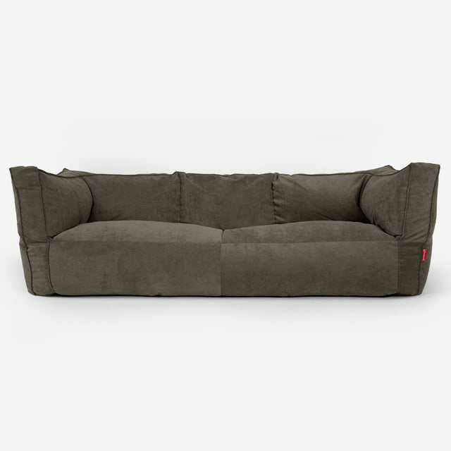 The 3 Seater Albert Sofa Bean Bag - Needlecord Olive 01