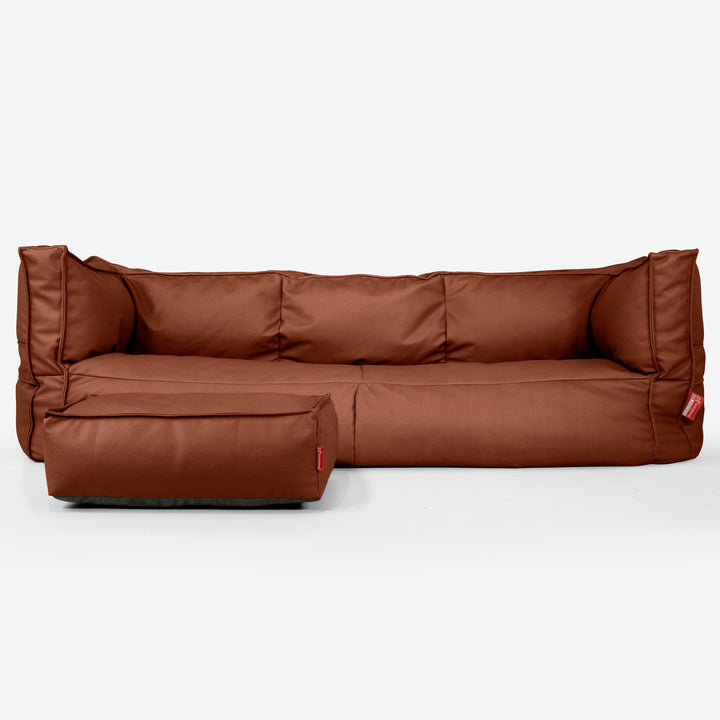 The 3 Seater Albert Sofa Bean Bag - Vegan Leather Chestnut 02