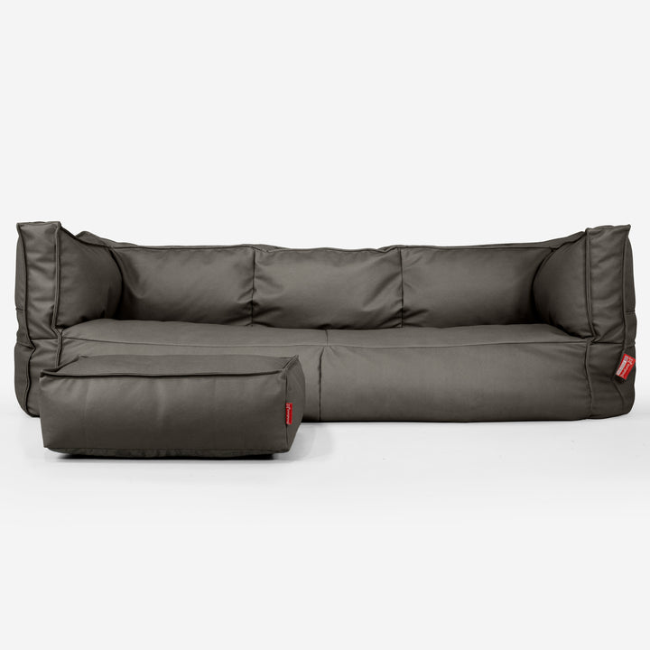 The 3 Seater Albert Sofa Bean Bag - Vegan Leather Grey 02