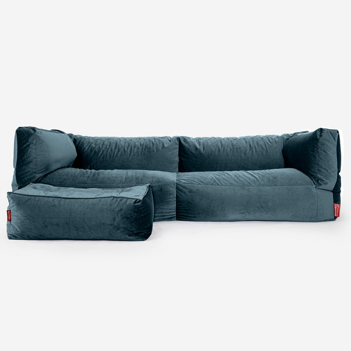 The 3 Seater Albert Sofa Bean Bag - Velvet Teal 02