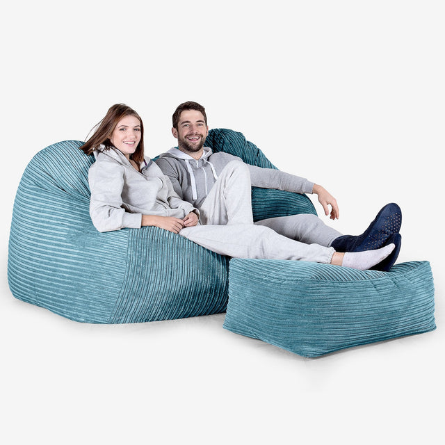 Huge Bean Bag Sofa - Cord Aegean Blue 03