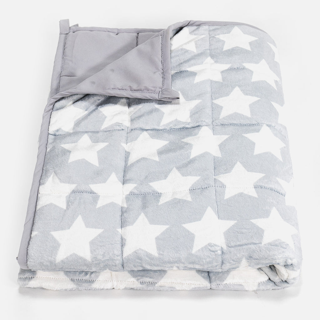 Children's Weighted Blanket - Flannel Fleece Grey Star 01