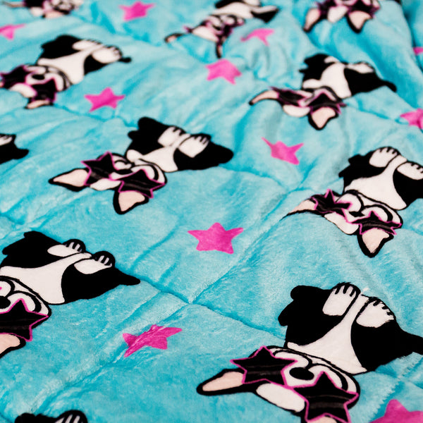 Children's Weighted Blanket - Flannel Fleece Pug Fabric Close-up Image