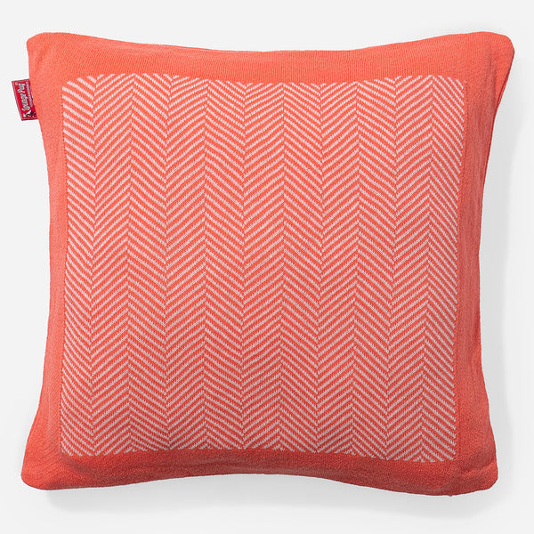 Scatter Cushion 45 x 45cm - 100% Cotton Herringbone Coral Pink 01