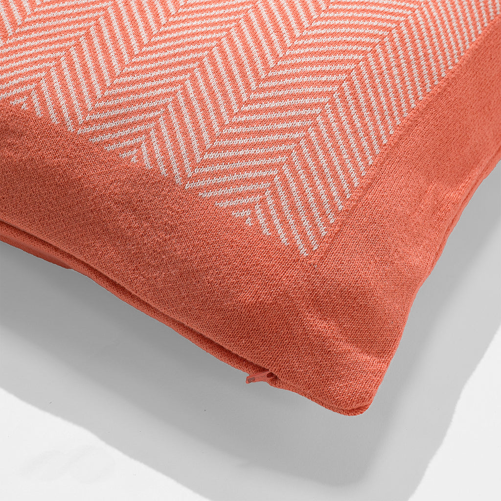 Scatter Cushion 45 x 45cm - 100% Cotton Herringbone Coral Pink 02