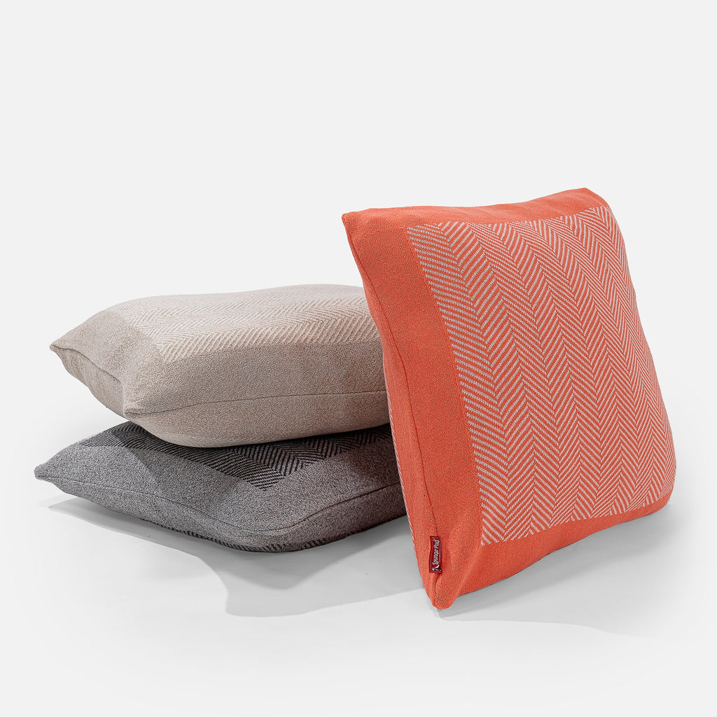 Scatter Cushion 45 x 45cm - 100% Cotton Herringbone Coral Pink 03