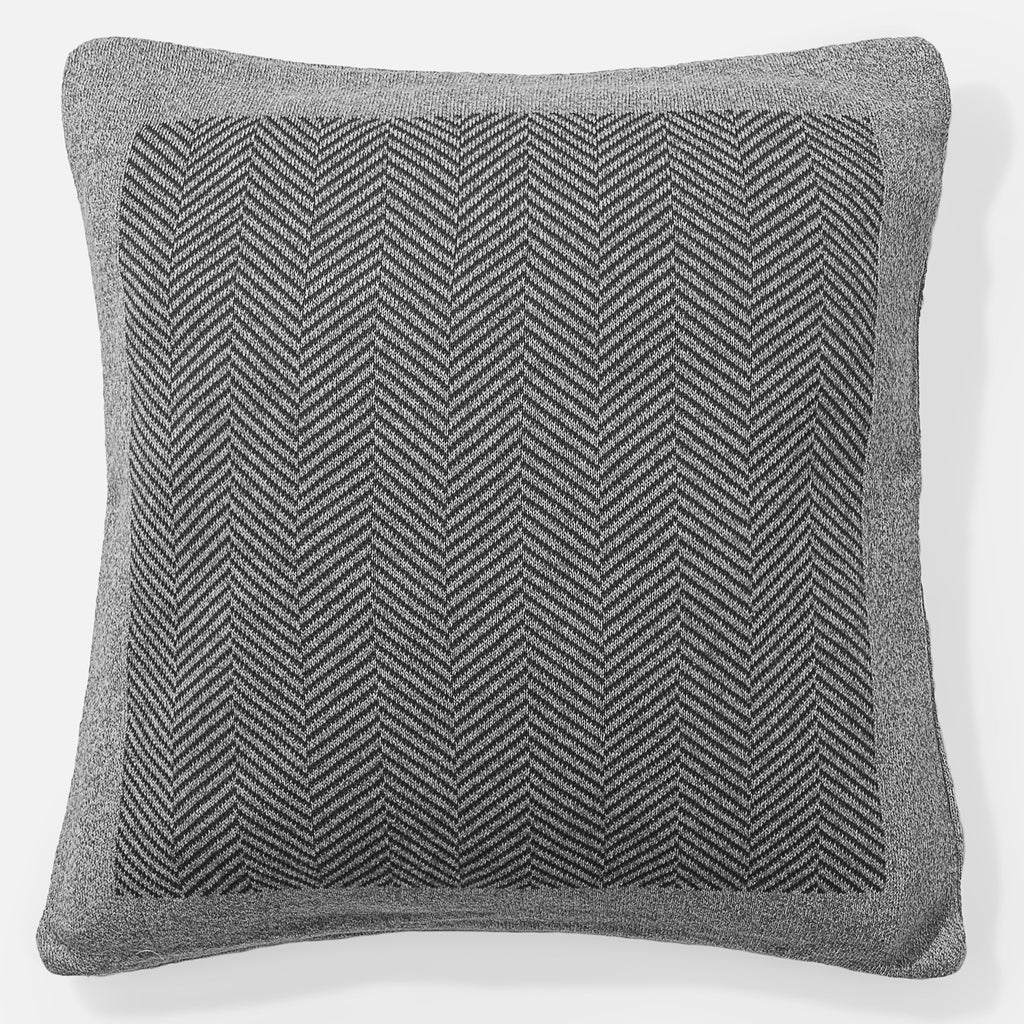 Scatter Cushion 45 x 45cm - 100% Cotton Herringbone Grey 01