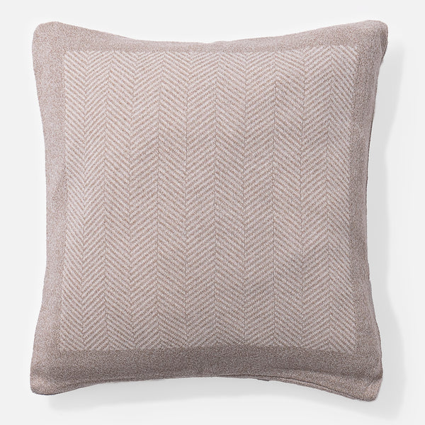 Scatter Cushion 45 x 45cm - 100% Cotton Herringbone Stone 01