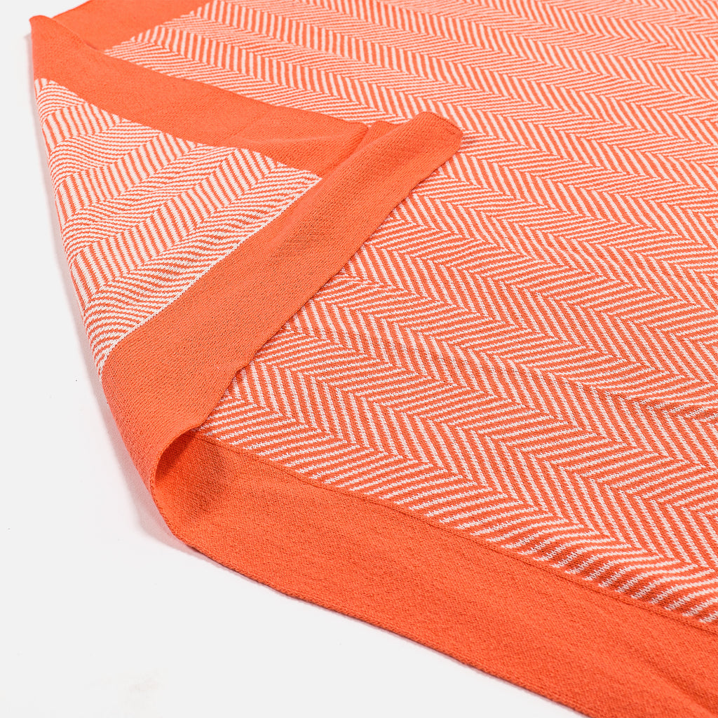 Throw / Blanket - 100% Cotton Herringbone Coral Pink 02