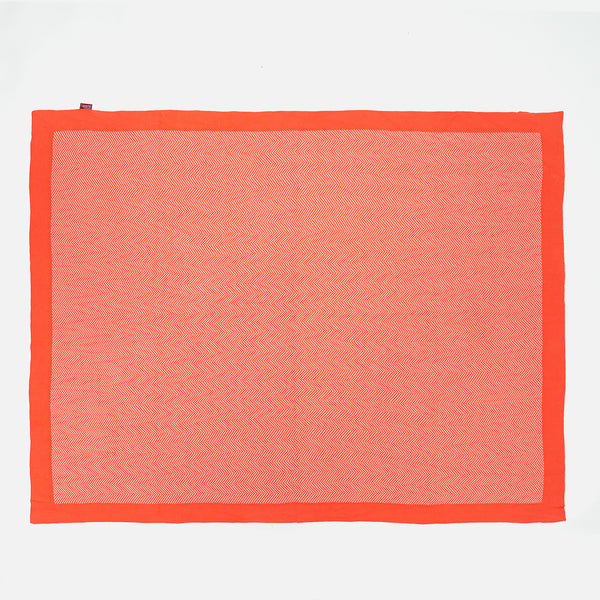Throw / Blanket - 100% Cotton Herringbone Coral Pink 01