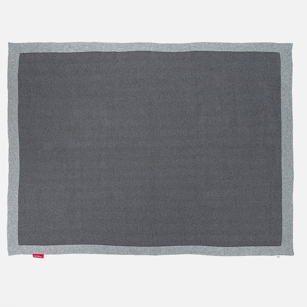 Throw / Blanket - 100% Cotton Herringbone Grey 01