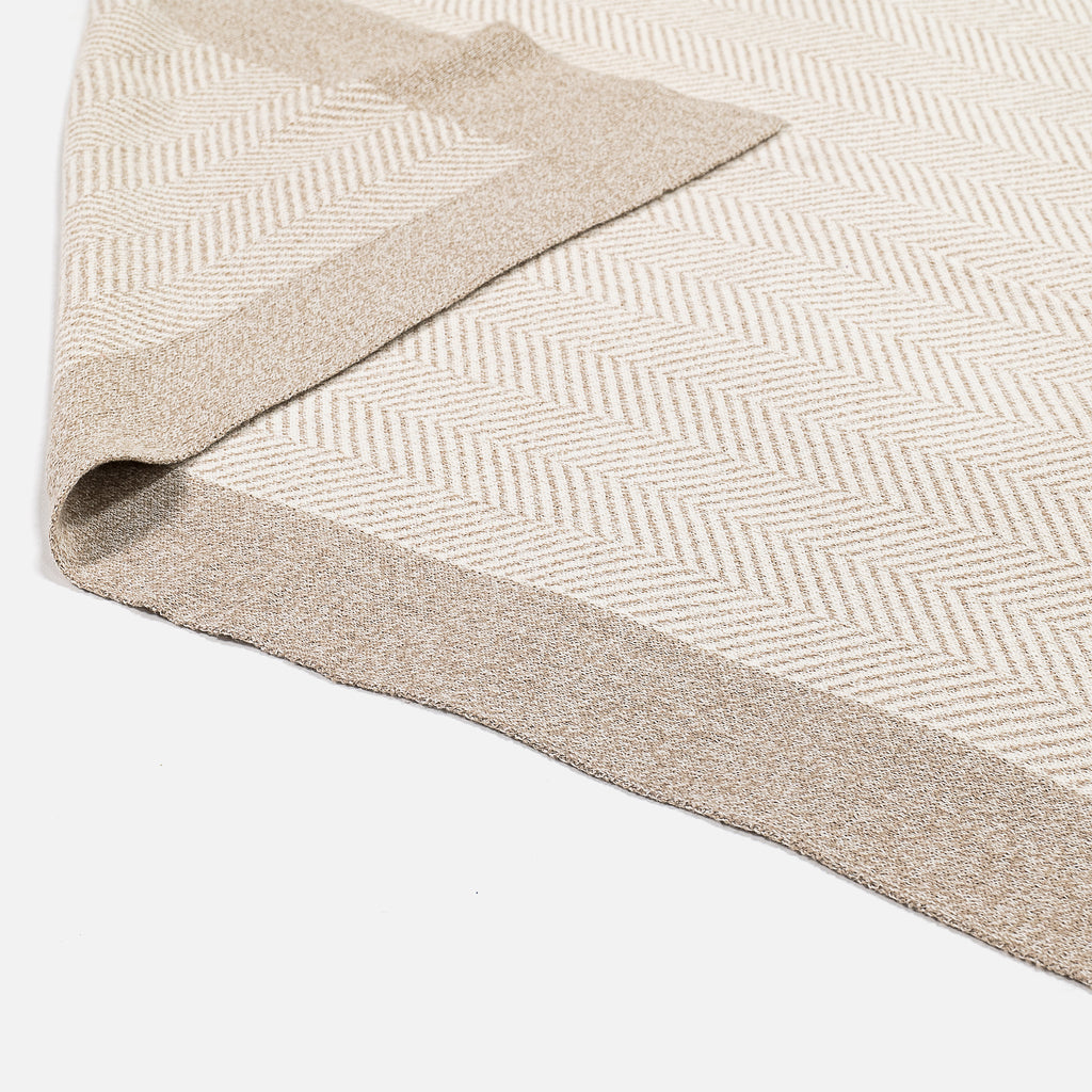 Throw / Blanket - 100% Cotton Herringbone Stone 02