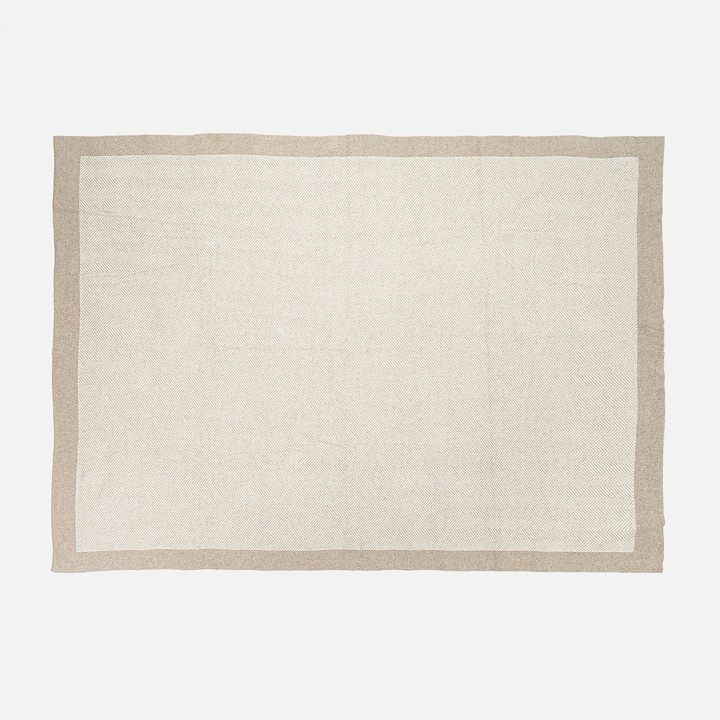 Throw / Blanket - 100% Cotton Herringbone Stone 03