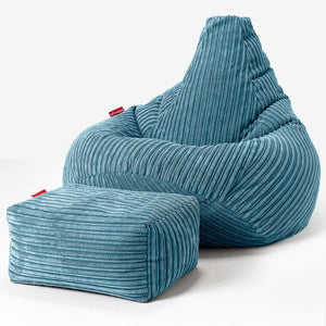 Highback Bean Bag Chair - Cord Aegean Blue